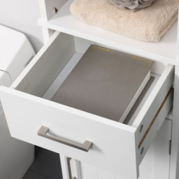 Kleankin Single Door Single Drawer White Tall Floor Cabinet - Size: 34 x 30 x 163cm - Wilko - thumbnail 5