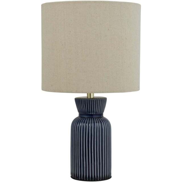 Lighting Collection Ceramic Ridge Table Lamp - Size: 39 x 22 x 22cm - Blue - Wilko - image 1
