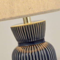 Lighting Collection Ceramic Ridge Table Lamp - Size: 39 x 22 x 22cm - Blue - Wilko - thumbnail 5