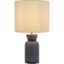 Lighting Collection Ceramic Ridge Table Lamp - Size: 39 x 22 x 22cm - Blue - Wilko - thumbnail 4
