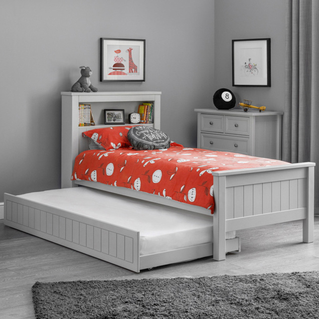Julian Bowen Maine Single Dove Grey Bed Frame with Bookcase Headboard - Wilko - image 1