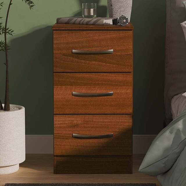 Crowndale Avon 3 Drawer Noche Walnut Bedside Cabinet - Wilko - image 1