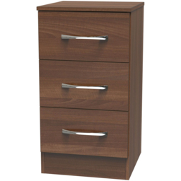 Crowndale Avon 3 Drawer Noche Walnut Bedside Cabinet - Wilko - thumbnail 3
