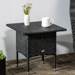 Outsunny Rattan Side Table Black - Size: 53 x 12.5 x 53cm - Wilko