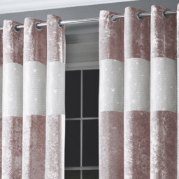 Intimates Diamante Blush Pink Crushed Velvet Eyelet Curtains 168 x 137cm - Size: W 168 x D 137cm - Wilko - thumbnail 4