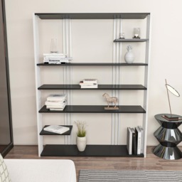 Decorotika Jeni 6 Shelf Anthracite and White Bookcase - Size: 160 x 120 x 29.6cm - Multi - Wilko - thumbnail 5