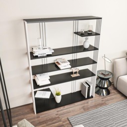 Decorotika Jeni 6 Shelf Anthracite and White Bookcase - Size: 160 x 120 x 29.6cm - Multi - Wilko - thumbnail 4