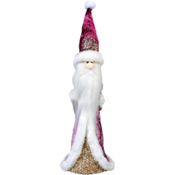Shatchi Burgundy and Gold Santa Figurine Christmas Decoration 34cm - Size: 34 x 12 x 18cm - Wilko