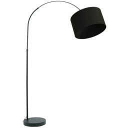 ValueLights Louis Black Fabric Drum Shade Black Curved LED Floor Lamp - Size: 180 x 45 x 105cm - Wilko