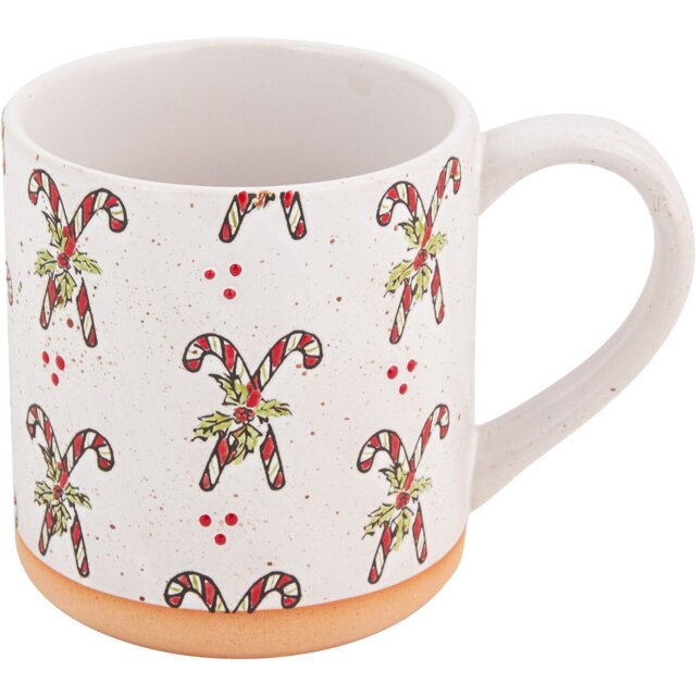 Festive Stone Candy Cane Mug - White - Wilko - image 1