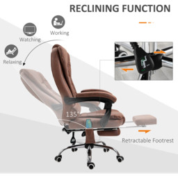 Portland Brown Microfiber Swivel Vibration Massage Office Chair - Size: 65 x 70 x 119cm - Wilko - thumbnail 4