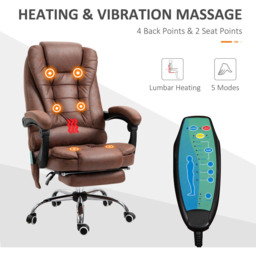 Portland Brown Microfiber Swivel Vibration Massage Office Chair - Size: 65 x 70 x 119cm - Wilko - thumbnail 5