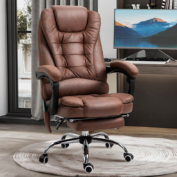 Portland Brown Microfiber Swivel Vibration Massage Office Chair - Size: 65 x 70 x 119cm - Wilko - thumbnail 1