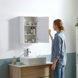 Bath Vida Liano Single Door Bathroom Cabinet - Size: 57 x 39 x 17cm - White - Wilko - thumbnail 7