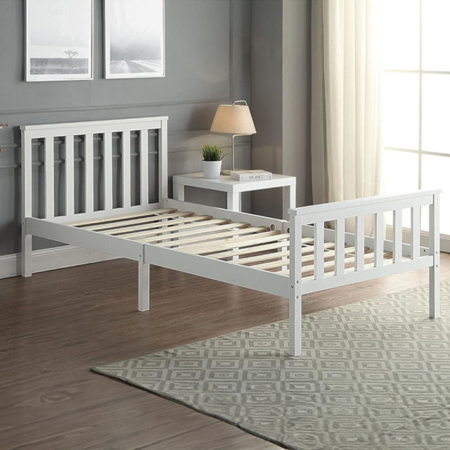 Portland Single Wooden Bed Frame - White - Wilko - image 1
