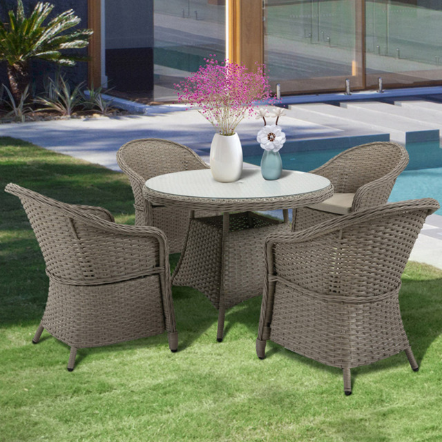 Outsunny PE Rattan 4 Seater Garden Dining Set Mixed Grey - Wilko - image 1