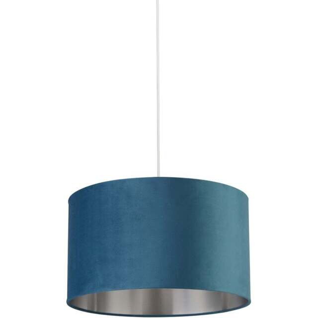 Lighting Collection Teal Silver Inner Velvet Drum Shade 45cm - Size: 26 x 45 x 45cm - Blue - Wilko - image 1