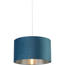 Lighting Collection Teal Silver Inner Velvet Drum Shade 45cm - Size: 26 x 45 x 45cm - Blue - Wilko - thumbnail 4