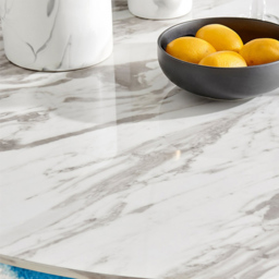 Furniturebox Arona Kensington Marble Effect 6 Seater Round Dining Set White Chrome and Grey - Wilko - thumbnail 6