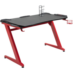 Portland Ergonomic Gaming Desk with Cup Holder Black and Red - Size: 122 x 66 x 96cm - Wilko - thumbnail 3