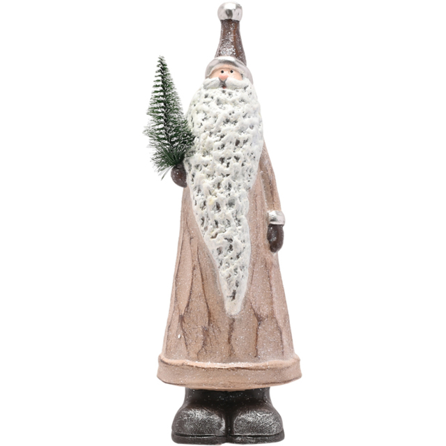 The Seasonal Gift Co. Terracotta Santa with Tree Christmas Decoration 26cm - Size: 26 x 8.5 x 6cm - Brown - Wilko - image 1