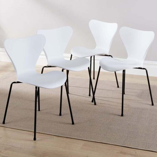 Home Source Penny Set of 4 White Dining Chairs - Wilko - image 1