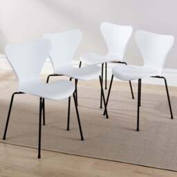Home Source Penny Set of 4 White Dining Chairs - Wilko - thumbnail 1