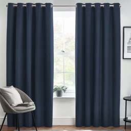 furn. Dawn Blue Textured Blackout Eyelet Curtains 168 x 137cm - Size: 137 x 168 x 1cm - Wilko