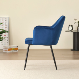 Indoor Living Charlotte Set of 2 Blue Velvet Dining Chair - Wilko - thumbnail 5