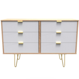Crowndale 6 Drawer White Matt and Bardolino Oak Wide Chest of Drawers Ready Assembled - Wilko - thumbnail 4