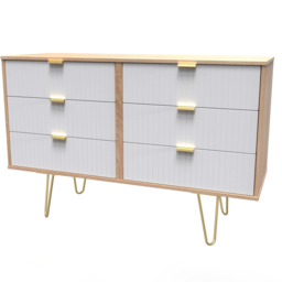 Crowndale 6 Drawer White Matt and Bardolino Oak Wide Chest of Drawers Ready Assembled - Wilko - thumbnail 3