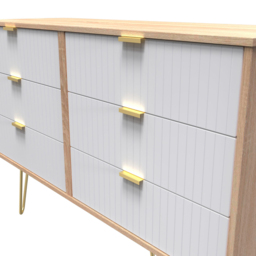Crowndale 6 Drawer White Matt and Bardolino Oak Wide Chest of Drawers Ready Assembled - Wilko - thumbnail 6