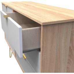 Crowndale 6 Drawer White Matt and Bardolino Oak Wide Chest of Drawers Ready Assembled - Wilko - thumbnail 7