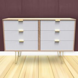 Crowndale 6 Drawer White Matt and Bardolino Oak Wide Chest of Drawers Ready Assembled - Wilko - thumbnail 1