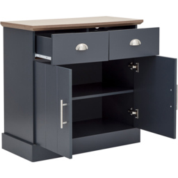 GFW Kendal 2 Door 2 Drawer Slate Blue Compact Sideboard - Size: 39 x 79 x 77cm - Wilko - thumbnail 4