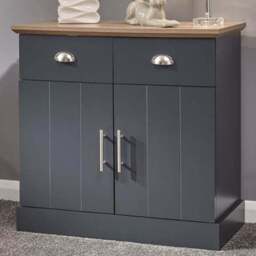 GFW Kendal 2 Door 2 Drawer Slate Blue Compact Sideboard - Size: 39 x 79 x 77cm - Wilko