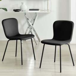 Furniturebox Sienna Set of 2 Black Velvet Dining Chairs - Wilko - thumbnail 1