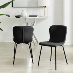 Furniturebox Sienna Set of 2 Black Velvet Dining Chairs - Wilko - thumbnail 7