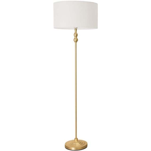 ValueLights Maggie White and Gold Drum Shade Candlestick LED Floor Lamp - Size: 151 x 45 x 45cm - Wilko - image 1