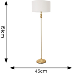 ValueLights Maggie White and Gold Drum Shade Candlestick LED Floor Lamp - Size: 151 x 45 x 45cm - Wilko - thumbnail 5