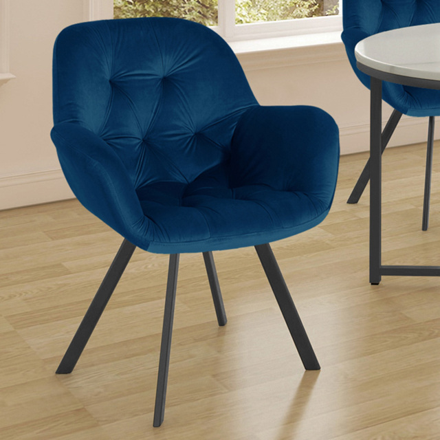 Dorel Elli Set of 2 Navy Blue Velvet Armchair - Size: 86 x 66 x 66cm - Wilko - image 1