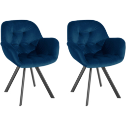 Dorel Elli Set of 2 Navy Blue Velvet Armchair - Size: 86 x 66 x 66cm - Wilko - thumbnail 3