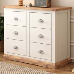 Cabinet Bits Tropea 6 Drawer White Chrome Cup Handle Chest of Drawers - Wilko