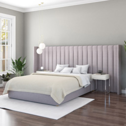Aspire Furniture Grandeur Grey Eire Linen Wing Headboard - Size: Emperor - Aspire Beds - Wilko - thumbnail 3