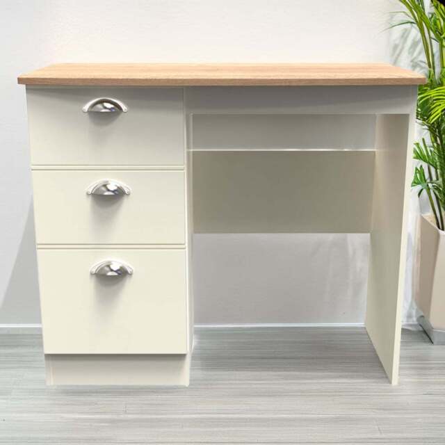 Crowndale Victoria 3 Drawer Cream Ash and Oak Vanity Unit - Size: 41.5 x 95 x 79.5cm - Wilko - image 1