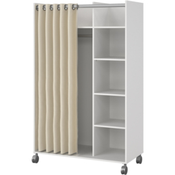 Florence Uppsala 6 Shelf White Open Mobile Wardrobe with Beige Textile Curtain - Size: Doorless - Furniture To Go - Wilko - thumbnail 5