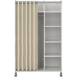 Florence Uppsala 6 Shelf White Open Mobile Wardrobe with Beige Textile Curtain - Size: Doorless - Furniture To Go - Wilko - thumbnail 4