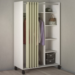 Florence Uppsala 6 Shelf White Open Mobile Wardrobe with Beige Textile Curtain - Size: Doorless - Furniture To Go - Wilko