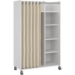 Florence Uppsala 6 Shelf White Open Mobile Wardrobe with Beige Textile Curtain - Size: Doorless - Furniture To Go - Wilko - thumbnail 3