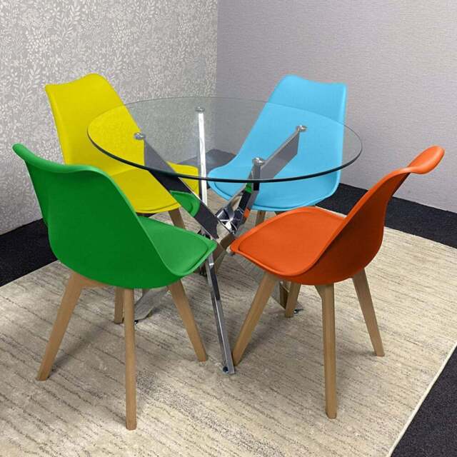 Kosy Koala Maya Tulip 4 Seater Round Glass Dining Set Multicolour - Wilko - image 1